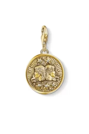 Ladies Thomas Sabo Gold Plated Sterling Silver Charm Club Zodiac Sign Gemini Charm 1654-414-39