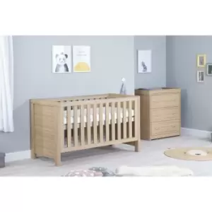 Babymore Luno Oak 2 Piece Room Set including Cot Bed with Drawer ...