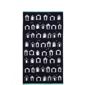Beach Huts 100% Cotton 550gsm Hand Towel, Navy - Fusion