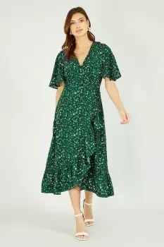 Mela Green Leopard Print Wrap Dress