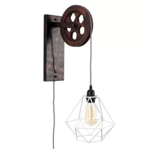 Anderton Pulley Wall Light with White Diablo Shade