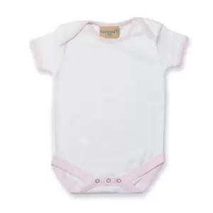 Larkwood Baby Contrast Short Sleeved Bodysuit (6-12) (White/Pale Pink)