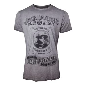Jack Daniel's - Charcoal Mellowed 'Drop by Drop' Mens Small T-Shirt - Grey