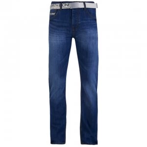 Smith & Jones Mens Fuse Denim Jeans - Light Wash - 36R - Blue