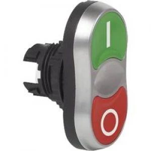 Double head pushbutton Front ring PVC chrome plated Green