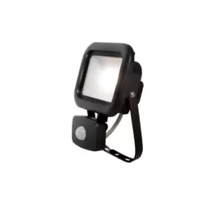 Robus Remy Black 10W LED Flood Light With PIR & Junction Box - Cool White