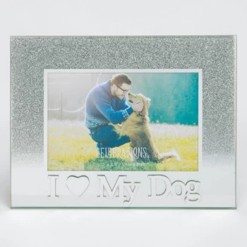 5" x 3.5" Silver Glass Frame - I Love My Dog
