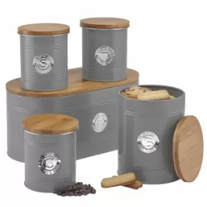 Cooks Professional Kitchen Storage Set 5 Piece With Bamboo Lids Grey