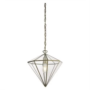 1 Light Diamond Cage Pendant Antique Brass, E27