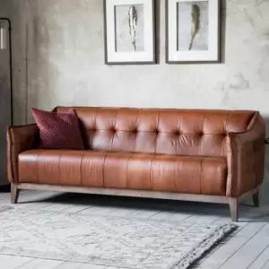 Gallery Ecclestone Brown 3 Seater Leather Sofa - Tufted Detailing