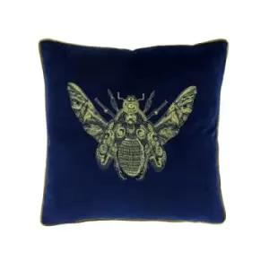 Riva Paoletti Cerana Embroidered Piped Cushion Cover, Royal Blue, 50 x 50 Cm