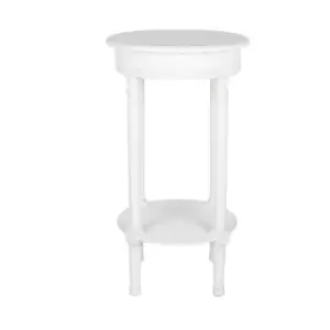 Caen Weathered Pine Double Shelf Round Side Table White