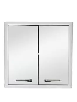 Luna Hi-Gloss 2 Door Mirrored Bathroom Cabinet - White