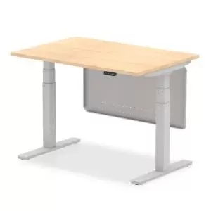 Air 1200 x 800mm Height Adjustable Desk Maple Top Silver Leg With