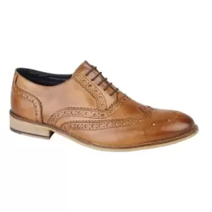 Roamers Mens Leather Brogue Oxford Shoes (8 UK) (Tan)
