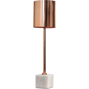 Copper Table Lamp With Marble Base - No Bulb