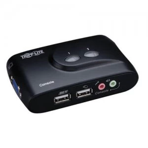 Tripp Lite 2 Port Compact USB KVM Switch with Audio and Cable
