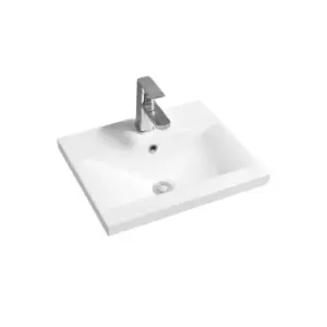 Limoge Mid-edge Ceramic 51Cm Narrow Inset Basin With Dipped Bowl