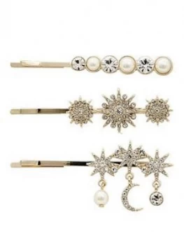 Mood Gold Plated Celestial 3 Pack Hair Clip