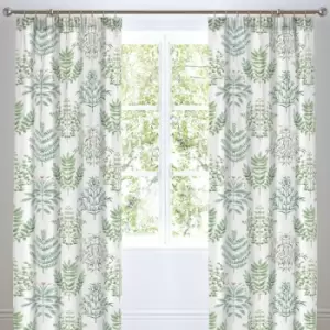 Emily Botanical Pencil Pleat Lined Curtains, Green, 66 x 72" - Dreams&drapes