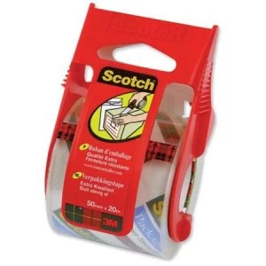 Scotch Extra Quality 50mm x 20m Packaging Tape Clear in a Compact Dispenser