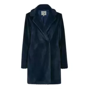 Yumi Navy Faux Fur Coat - Blue