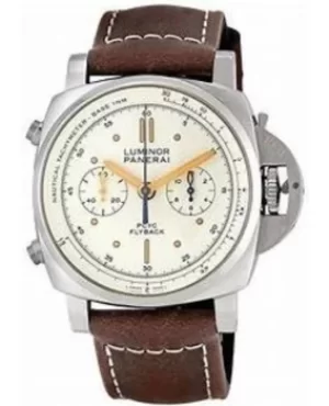 Panerai Luminor 1950 44mm Ivory Dial Brown Leather Mens Watch PAM00654 PAM00654