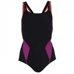 Speedo Fit Powermesh Swimming Costume Ladies - BlK/Pink/Diva/O