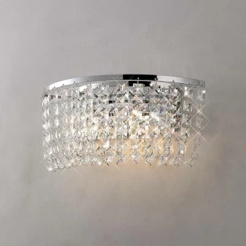 Cosmos wall light with switch 2 Bulbs polished chrome / crystal