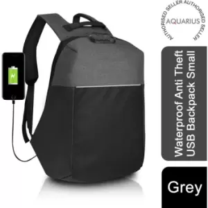 Aquarius Waterproof Anti Theft Backpack with USB Charging Port - Grey