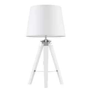 Clipper White and Chrome Tripod Table Lamp with White Aspen Shade