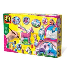 SES Creative - Childrens Fantasy Horses Casting and Painting Set 5-12 Years (Multi-colour)