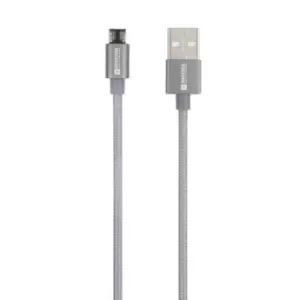Skross USB cable USB 2.0 USB-A plug 1.20 m Space Grey Round, Flexible, Fabric sleeve SKCA0010A-M120CN