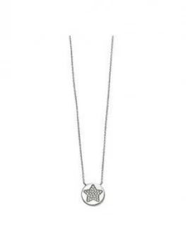 The Love Silver Collection Sterling Silver Cubic Zirconia Pave Star Round Pendant Necklace