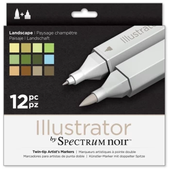 Spectrum Noir Illustrator Dual Tip Brush Marker Pen Set Landscape Set of 12