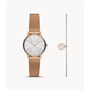 Armani Exchange Womens Two-Hand Rose Gold-Tone Stainless Steel Watch And Bracelet Gift Set - Rose Gold