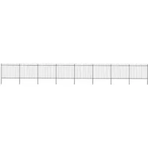 Garden Fence with Spear Top Steel 13.6x1.5 m Black Vidaxl Black