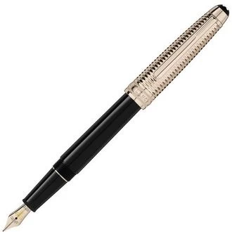 Mont Blanc - Meisterstuck Doue Geometry Champagne Gold-coated Classique Fountain Pen - Fountain Pens - Black