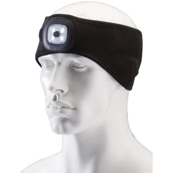 95172 Headband with USB Rechargeable LED Torch, 1W, Black, One Size - Draper