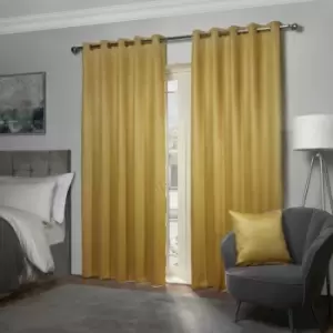 Emma Barclay Ambiance Thermal Woven Blackout Lined Eyelet Curtains, Ochre, 66 x 54 Inch