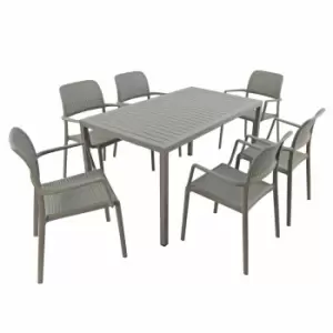 Nardi Cube Dining Table With 6 Bora Chair Set Turtle Dove
