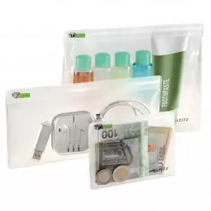 Leitz Complete Traveller Zip Pouch Set, Small, Medium and Large, Clear