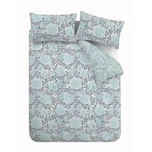 Pineapple Elephant Cabana Teal 100% Cotton Reversible Duvet Cover and Pillowcase Set Teal (Blue)