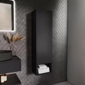 Black Wall Mounted Tall Bathroom Cabinet 350mm - Lugo