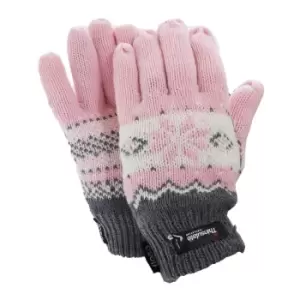 FLOSO Ladies/Womens Thinsulate Fairisle Thermal Gloves (3M 40g) (One Size) (Pink)