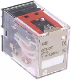 Omron, 120V ac Coil Non-Latching Relay 4PDT, 5A Switching Current Plug In, 4 Pole, MY4 AC110/120(S)
