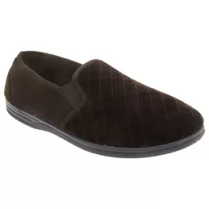 Zedzzz Mens Kevin Velour Twin Gusset Slippers (9 UK) (Brown)