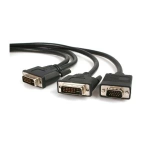 6 ft DVI I Male to DVI D Male and HD15 VGA Male Video Splitter Cable