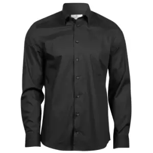 Tee Jays Mens Luxury Stretch Long-Sleeved Shirt (XL) (Black)