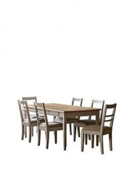 Hudson Living Bronte 186 - 236cm Extending Dining Table And 6 Chairs - Taupe
